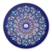 blaue Rosette Keramikknauf (Vorderseite)