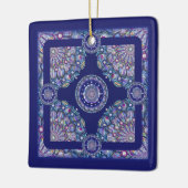blaue Rosette Keramikornament (Links)