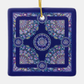 blaue Rosette Keramikornament (Vorderseite)