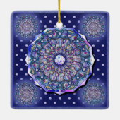 blaue Rosette Keramikornament (Rückseite)