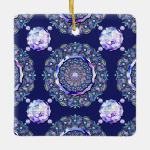 blaue Rosette Keramikornament