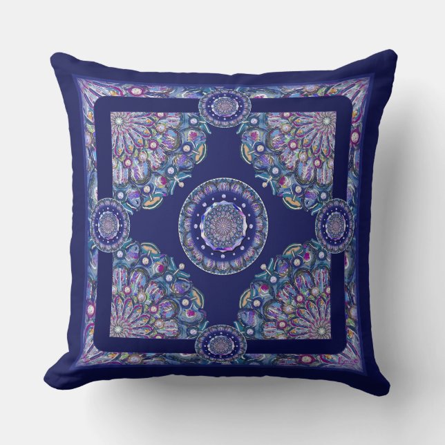 Blaue Rosette Kissen (Vorderseite)