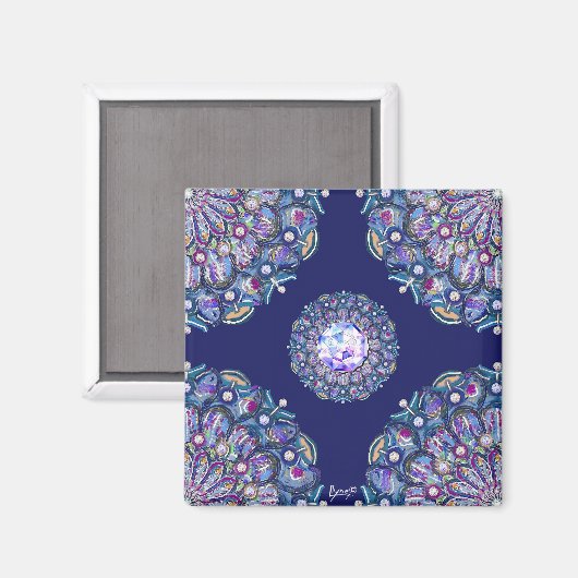 Blaue Rosette Magnet (Vorderseite/Rückseite)