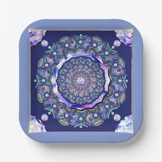 Blaue Rosette Pappteller (Vorderseite)