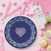 Blaue Rosette Pappteller (Party)