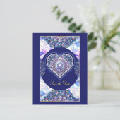 Blaue Rosette Postkarte (Stehend Vorderseite)