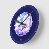 blaue Rosette Runde Wanduhr (Winkel)