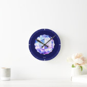 blaue Rosette Runde Wanduhr (Zuhause)