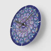 blaue Rosette Runde Wanduhr (Winkel)