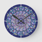 blaue Rosette Runde Wanduhr (Vorderseite)
