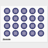 Blaue Rosette Runder Aufkleber (Blatt)