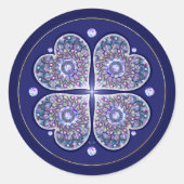Blaue Rosette Runder Aufkleber (Vorderseite)