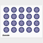 Blaue Rosette Runder Aufkleber (Blatt)
