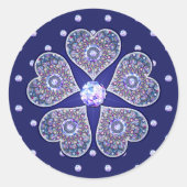 Blaue Rosette Runder Aufkleber (Vorderseite)
