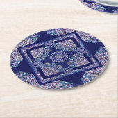 Blaue Rosette Runder Pappuntersetzer (Angewinkelt)