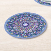 Blaue Rosette Runder Pappuntersetzer (Angewinkelt)