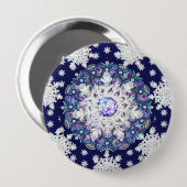 Blaue Rosette & Schneeflocke Button (Vorne & Hinten)