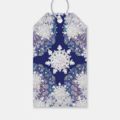 Blaue Rosette & Schneeflocke Geschenkanhänger (Rückseite)