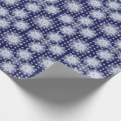 Blaue Rosette & Schneeflocke Geschenkpapier (Ecke)