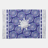 Blaue Rosette & Schneeflocke Geschirrtuch (Horizontal)