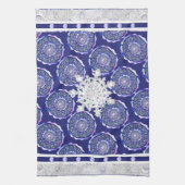 Blaue Rosette & Schneeflocke Geschirrtuch (Vertikal)