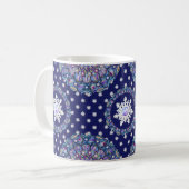 Blaue Rosette & Schneeflocke Kaffeetasse (Vorderseite Links)