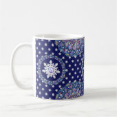 Blaue Rosette & Schneeflocke Kaffeetasse (Links)