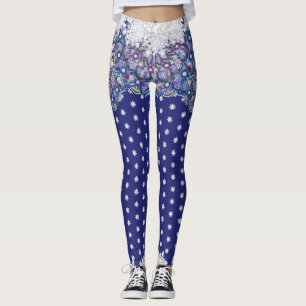Blaue Rosette & Schneeflocke Leggings