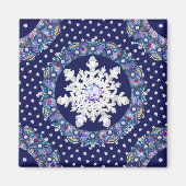 Blaue Rosette & Schneeflocke Magnet (Vorne)