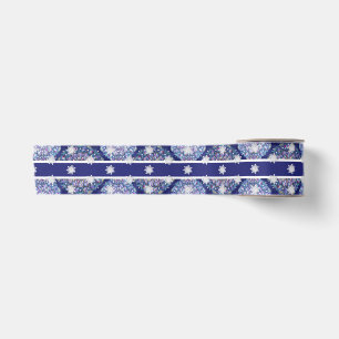 Blaue Rosette & Schneeflocke Satinband