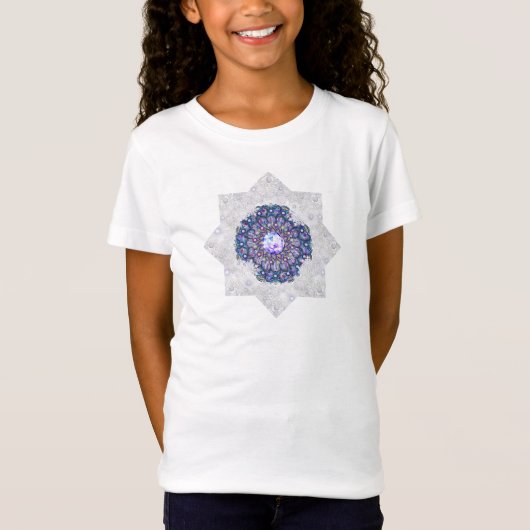 Blaue Rosette & Schneeflocke T-Shirt (Vorderseite)