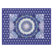Blaue Rosette & Schneeflocke Tischdecke (Vorderseite (Horizontal))