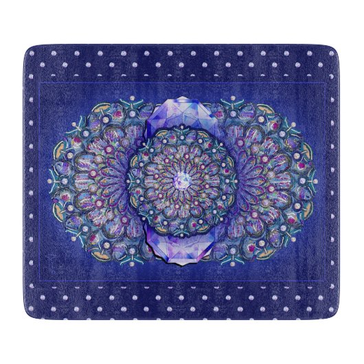 Blaue Rosette Schneidebrett (Vorderseite)
