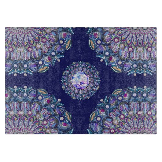 Blaue Rosette Schneidebrett (Vorderseite)