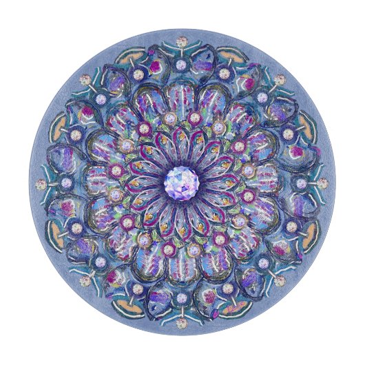 Blaue Rosette Schneidebrett (Vorderseite)