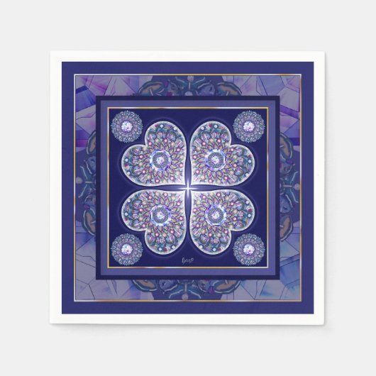 Blaue Rosette Serviette (Vorderseite)