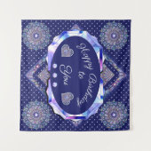 Blaue Rosette Tapisserie Wandteppich (Vorderseite (Horizontal))
