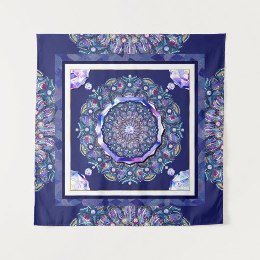 Blaue Rosette Wandteppich (Vorderseite)