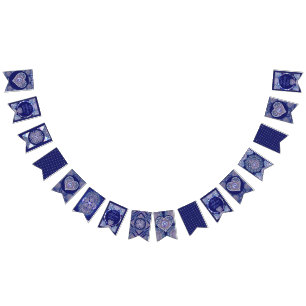 Blaue Rosette Wimpelkette