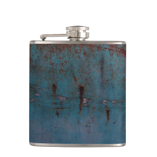 Blaue Rostflasche Flachmann (Vorderseite)