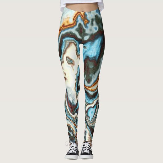 Blaue Rostmarmor-Strömung Leggings (Vorderseite)