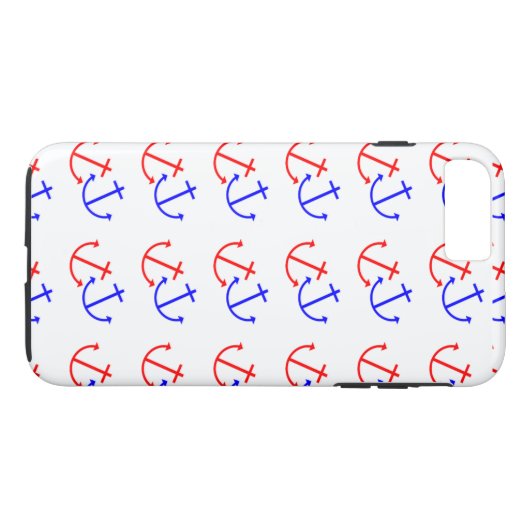 Blaue Rot-Ankermuster Case-Mate iPhone Hülle (Rückseite (Horizontal))