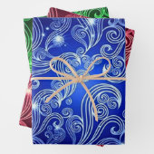 Blaue Rot- und Grüne Celestial Wirbel Muster Geschenkpapier Set (Beispiel)