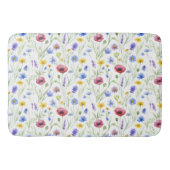 Blaue Rot Wasserfarbe Wildblume Badematte (Vorderseite)