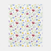 Blaue Rot Wasserfarbe Wildblume Fleecedecke (Vorderseite)