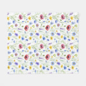 Blaue Rot Wasserfarbe Wildblume Fleecedecke (Vorderseite (Horizontal))