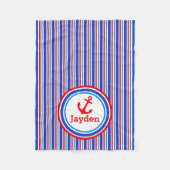 Blaue, rot-weiße Streifenankerdecke Fleecedecke (Vorderseite)