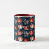 Blaue Rote Äpfel Bester Lehrer oder personalisiere Tasse (Zentrum)