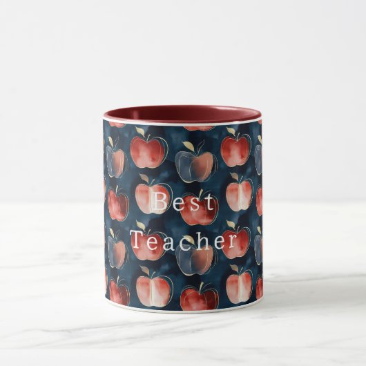 Blaue Rote Äpfel Bester Lehrer oder personalisiere Tasse (Zentrum)