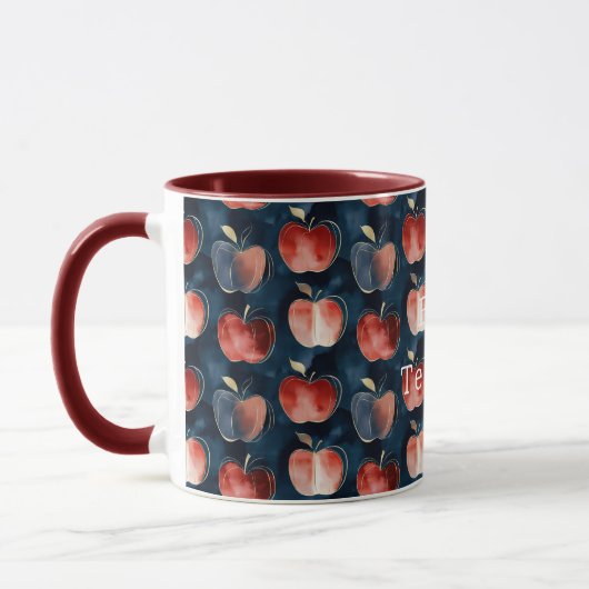 Blaue Rote Äpfel Bester Lehrer oder personalisiere Tasse (Links)